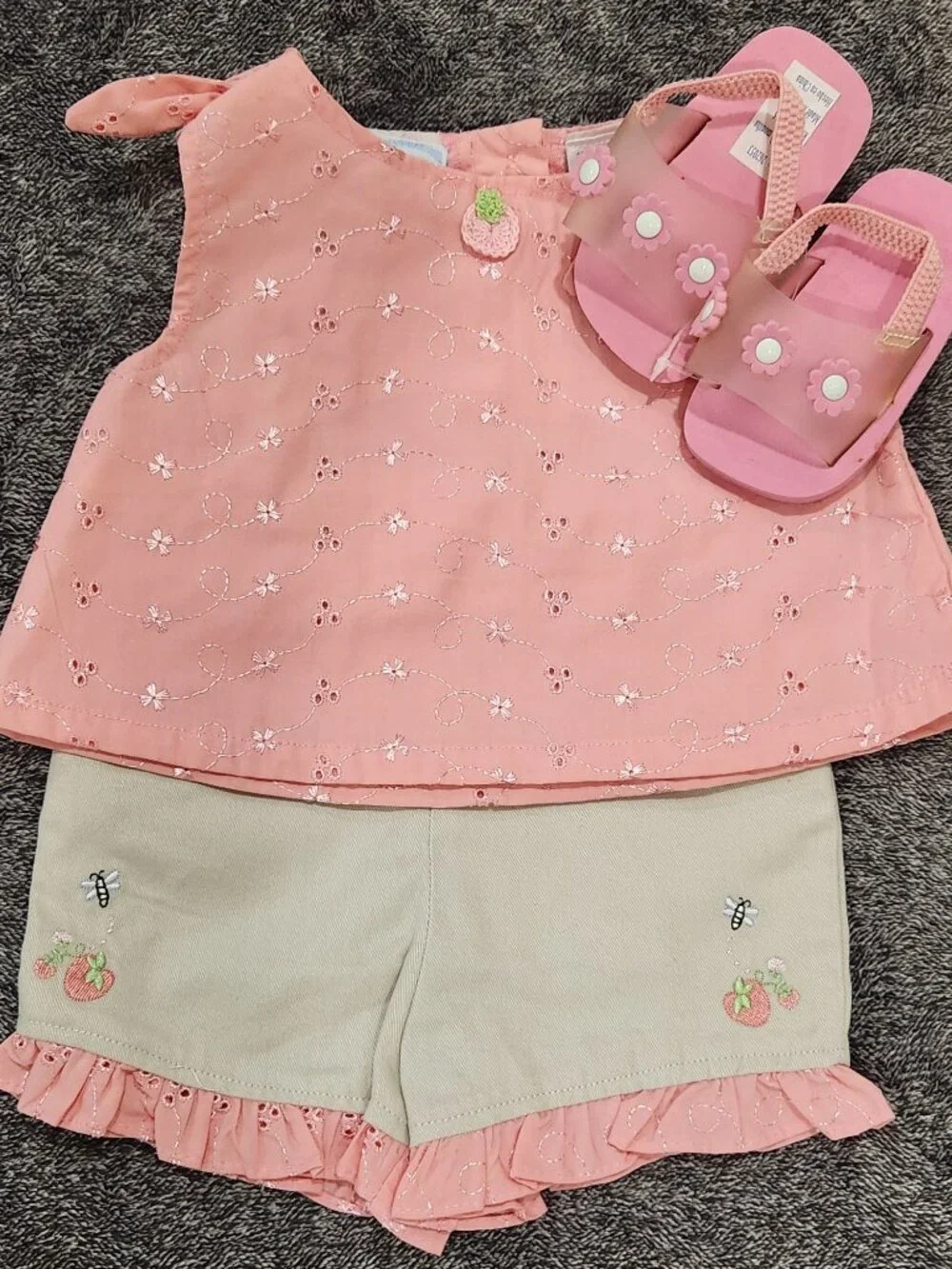 Little Angel - Baby Girls' 2-Pc Strawberry Short Set